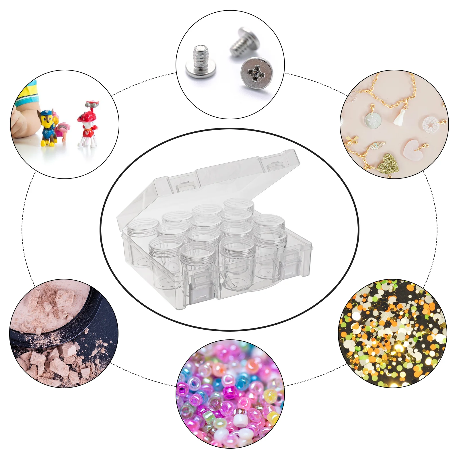 Storage Box Bead Organizer Box Diamond Painting Storage Box Bead Storage Containers 14 Slots Clear Embroidery Organizer Container for Beads