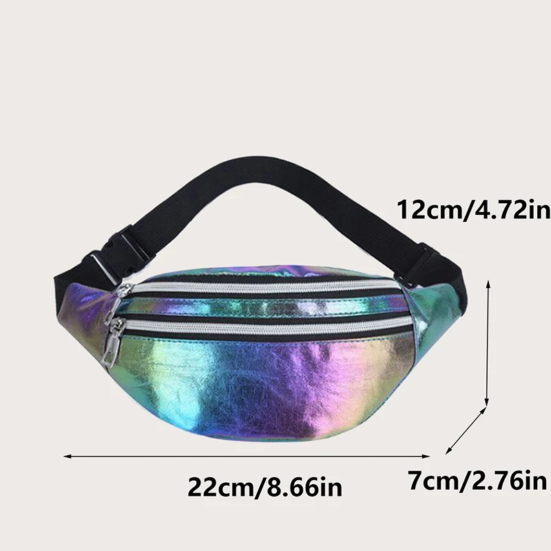1PC New Holographic Fanny Pack Hologram Waist Bag Laser PU Beach Travel Banana Hip Bum Zip Waist Bags Women Belt Bag for Girls