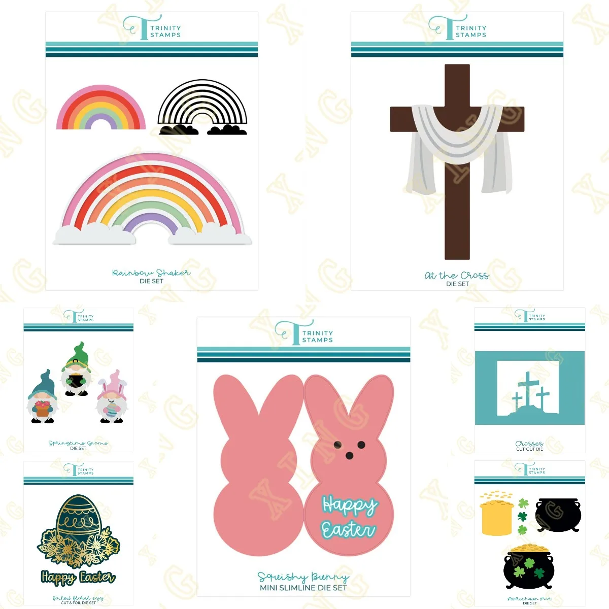 

Happy Easter Bunny Egg Rainbow New Metal Cutting Dies Hot Foil Scrapbook Diary Decoration Stencil Embossing Template DIY Card