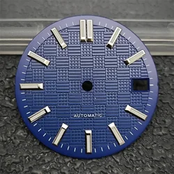 Green Luminous Particle Surface Watch Dial with Date Hands - 28.5mm Watch Accessory (Blue)