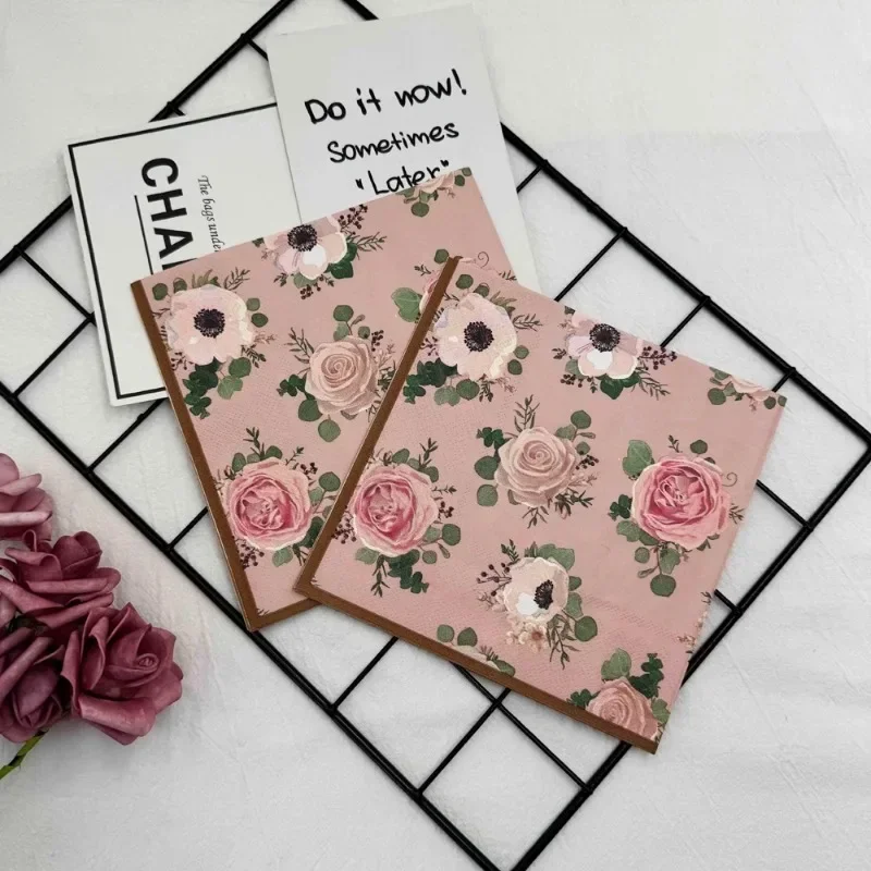 10/20pcs 33cm 3-Ply Colourful Floral Folded Wood Pulp Paper Party Decoration Paper Placemat Household Drawing