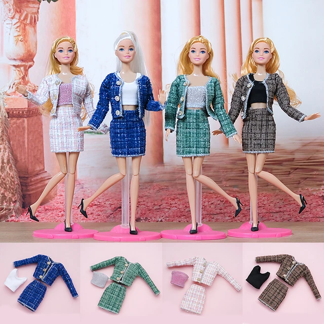 Tenue de poupée Barbie 2 pièces/ensemble = manteau coloré + jupe courte  faite à la main avec animaux et chats, vêtements, accessoires et jouets -  AliExpress