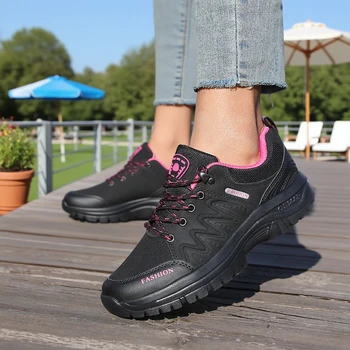 النساء أحذية المشي لمسافات طويلة في الهواء الطلق أحذية رياضية مقاومة للماء عدم الانزلاق أحذية مشي موضة فاخرة العلامة التجارية منصة الرحلات أحذية رياضية نسائية جديدة 5