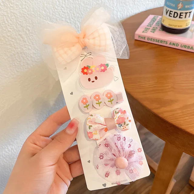 Coffee Warm Color Cute Cartoon Princess Hairpins Children Girls Kid Hair Clips Barrettes Accessories Hairclip Headwear Headdress pink