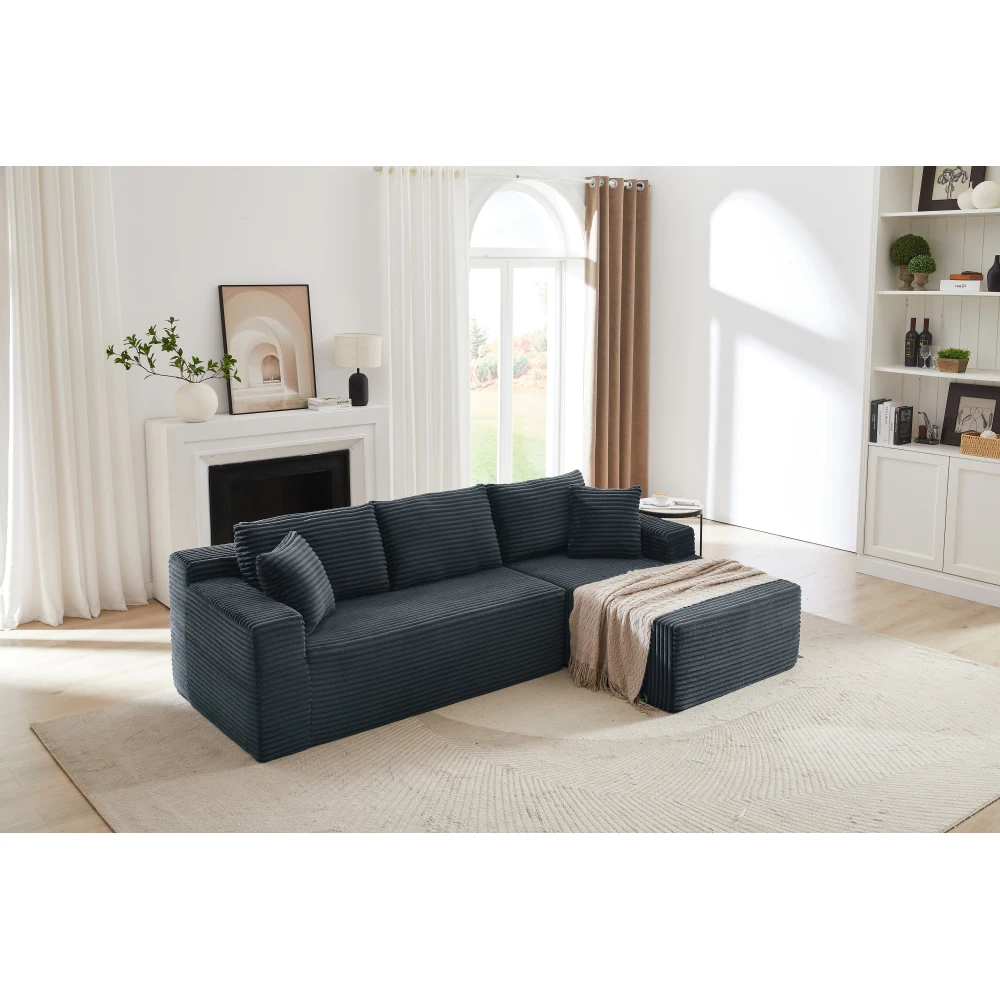 L-förmiges Modulares Ecksofa 3-Sitzer Memory-Schaum Wolkensofa mit Übergroßer Chaiselongue für Wohnzimmer – Detail 11