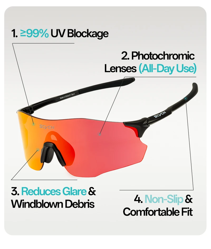 Scvcn Photochrome Radfahren Gläser Outdoor Sport Sonnenbrille Mann Fahrrad Brillen Radfahren Laufen Frauen Bike UV400 Brille Neue – Detail 3