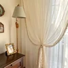 Nordic Luxury Simple Ripple White Tulle Lace Bead Sheer Curtains for Living Room Bedroom Dining Window Blackout Transparent Door 4