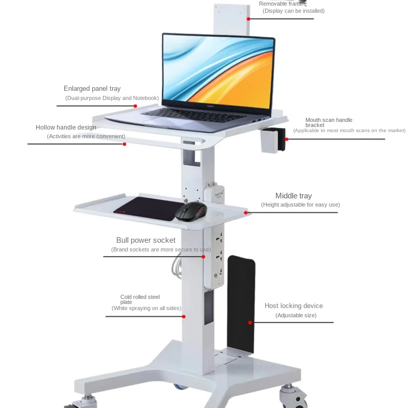 

Small cart dental clinic oral cavity scanner bracket medical cart base medical computer cart