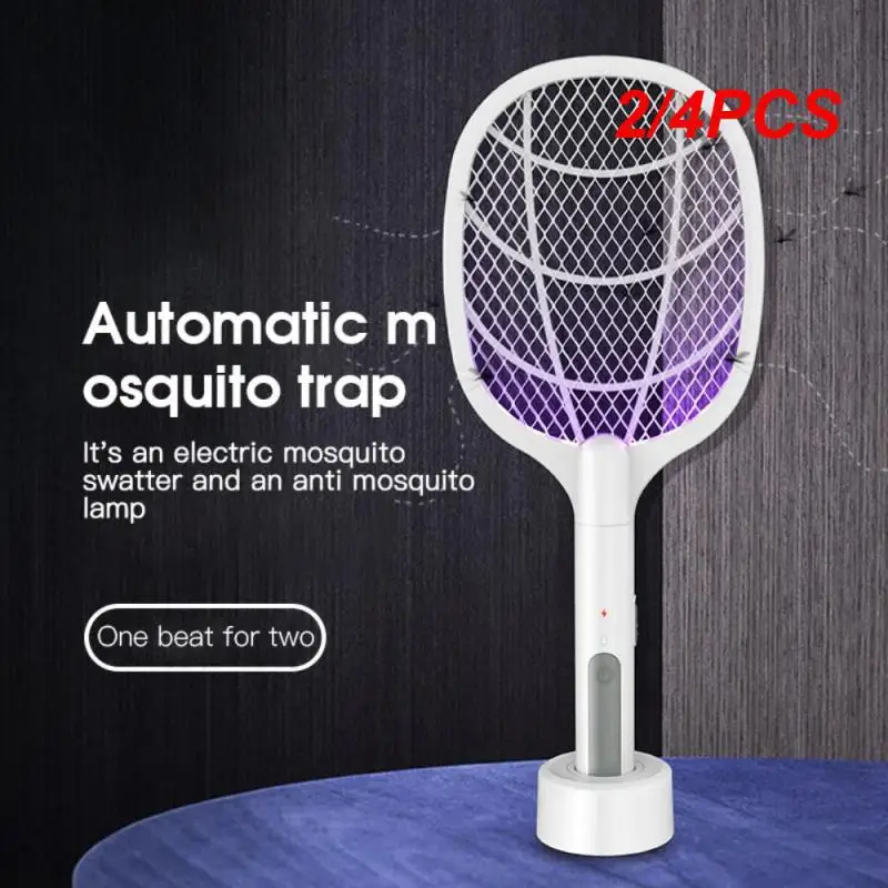 

2/4PCS New Mosquito Killer Light Electric Mosquito Swatter Two-in-One USB Lithium Battery Base Charging Fly Swatter Mosquito