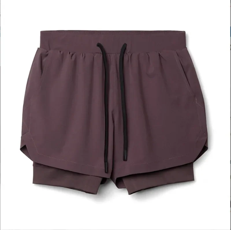 Sport Double Layer Shorts Summer Running Basketball Tight Quick Dry Fitness Training Five-Quarter Len