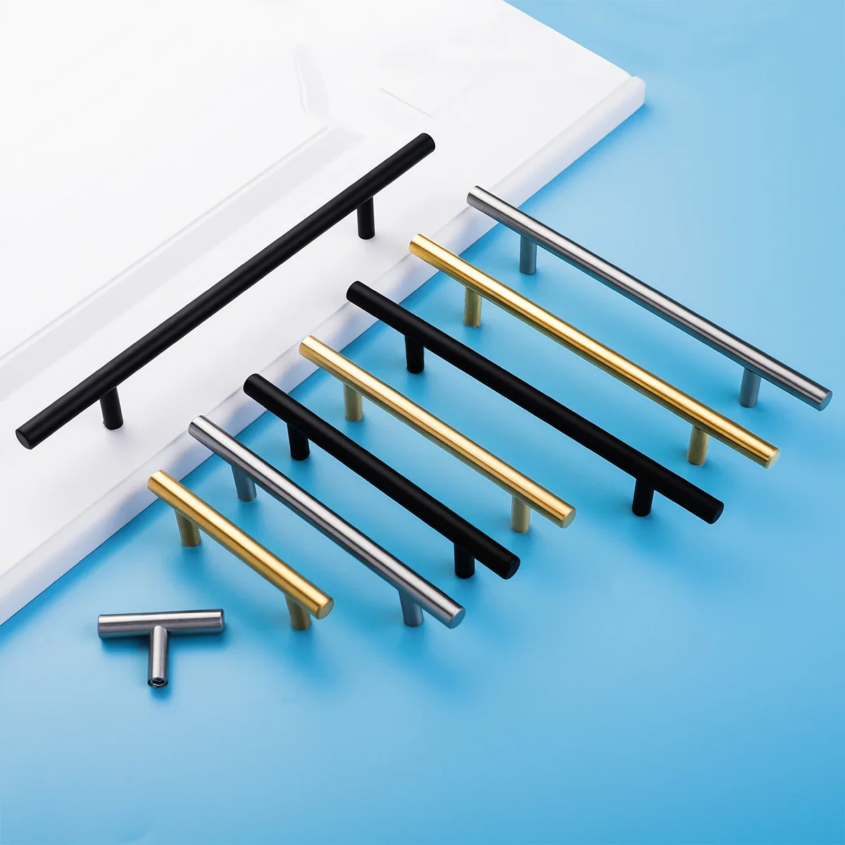 Black Golden Silver Handle Stainless Steel Kitchen Cabinet Door Knob Furniture Drawer Pull Hardware Pulls T Bar Handle furniture handles kitchen door handles