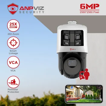 Anpviz TandemVu 2-in-1 4MP 25X Zoom PoE PTZ Telecamera 8MP Doppia lente Visione notturna a colori Telecamera IP panoramica Rilevamento di persone/veicoli