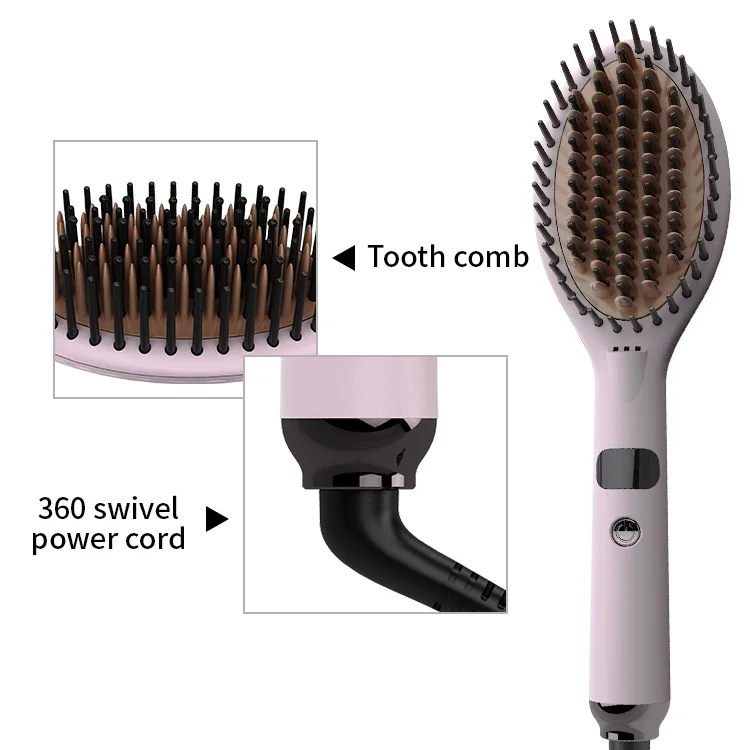 2020 Women Matte Black Brosse Chauffante Lcd Electric Straightener Styling Comb Straightening Brush For Natural Hair 4