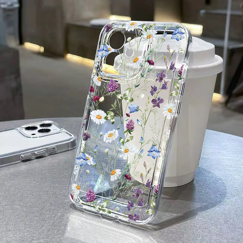 Vintage Floral Transparent TPU Phone Case