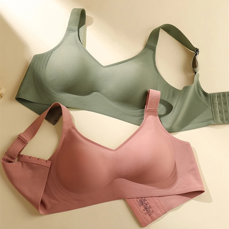 Large Size Soft Support Push-up Bra Women Seamless One-piece Wire-free Adjustable Sports Back Thin Bra women bra