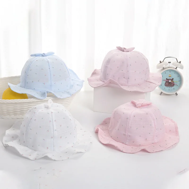 Chapeau de soleil pour filles, 1 pièce, casquette Panama en coton respirant à fleurs, à la mode, mignon, pour enfants, printemps et été, chapeaux d'extérieur, réception-cadeau pour bébé_voghion.com