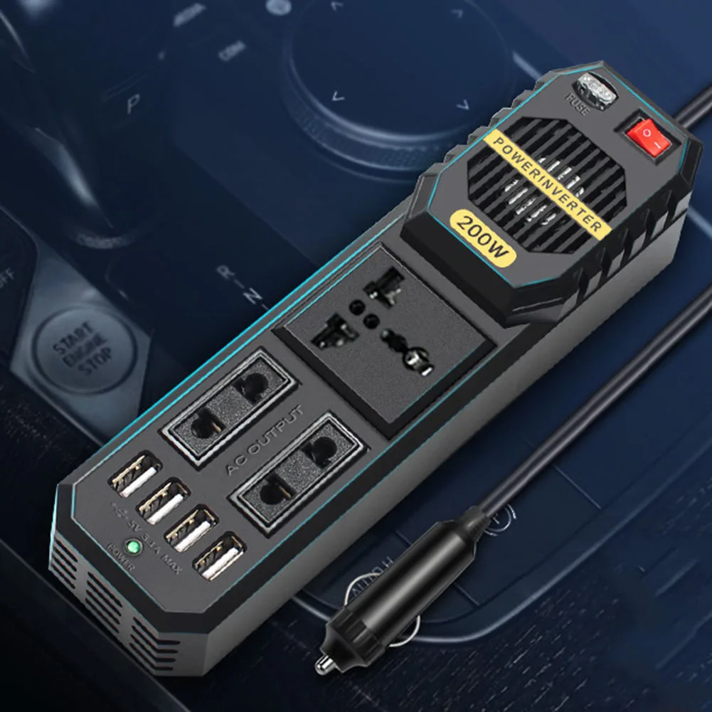 

200W Car Inverter DC 12V To AC 220V Adapter Charger Socket Auto Power Converter Modified Sine Wave 205x55x55mm Auto Accessories