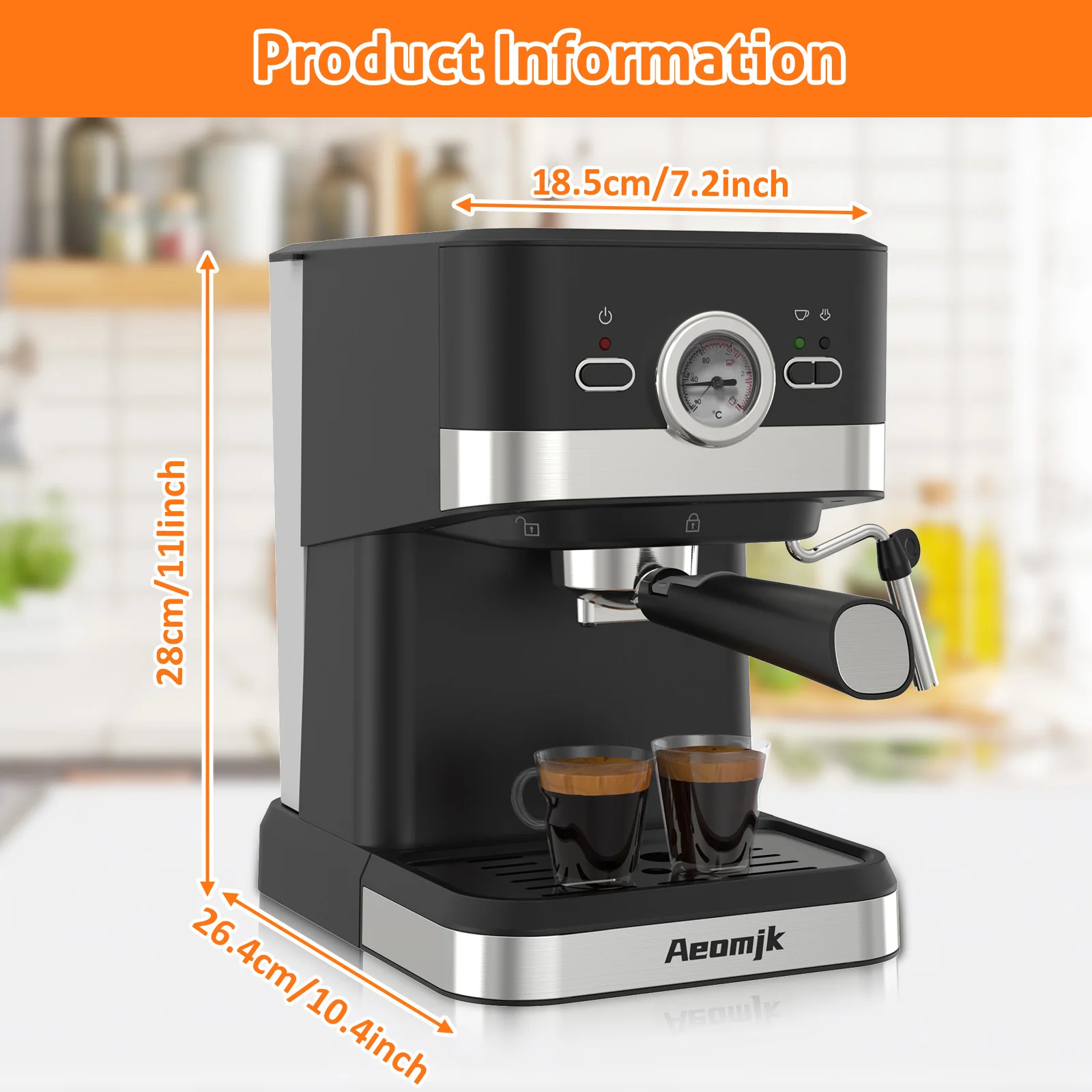 Aeonjk Espresso machine hit delicate milk foam Americano cappuccino latte coffee latte 120v 1050w American plug