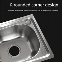 อ่างล้างจานสแตนเลสแบบช่องเดียว อ่างล้างผัก อ่างล้างจานขนาดกะทัดรัดสำหรับใช้ในครัวเรือน 4