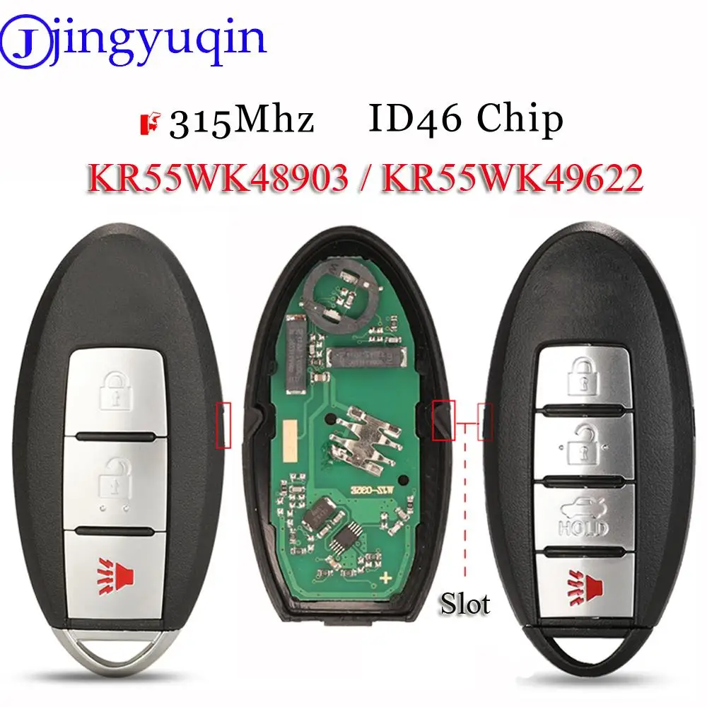 

jingyuqin Keyless Smart Car Key Fob 315Mhz ID46 For Nissan Altima Teana Maxima Murano CrossCabriolet KR55WK48903 KR55WK49622