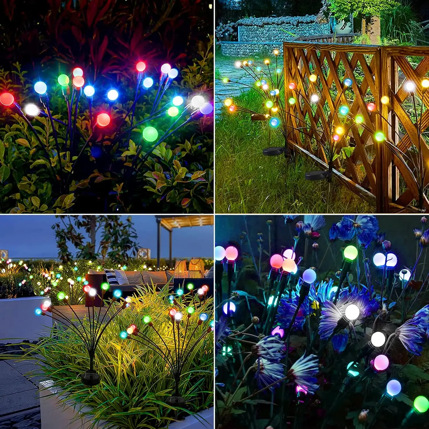Solar Garden Lights Solar Firefly Lamp LED Swaying Solar Firefly Lights Solar Waterproof Garden Decorative Lights Festival Lamp 6