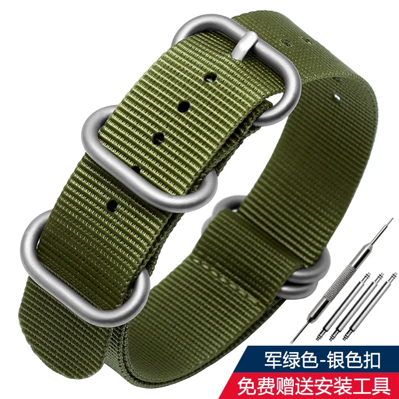 Tactical Green Black Nylon Military Strap - Waterproof Replacement Band