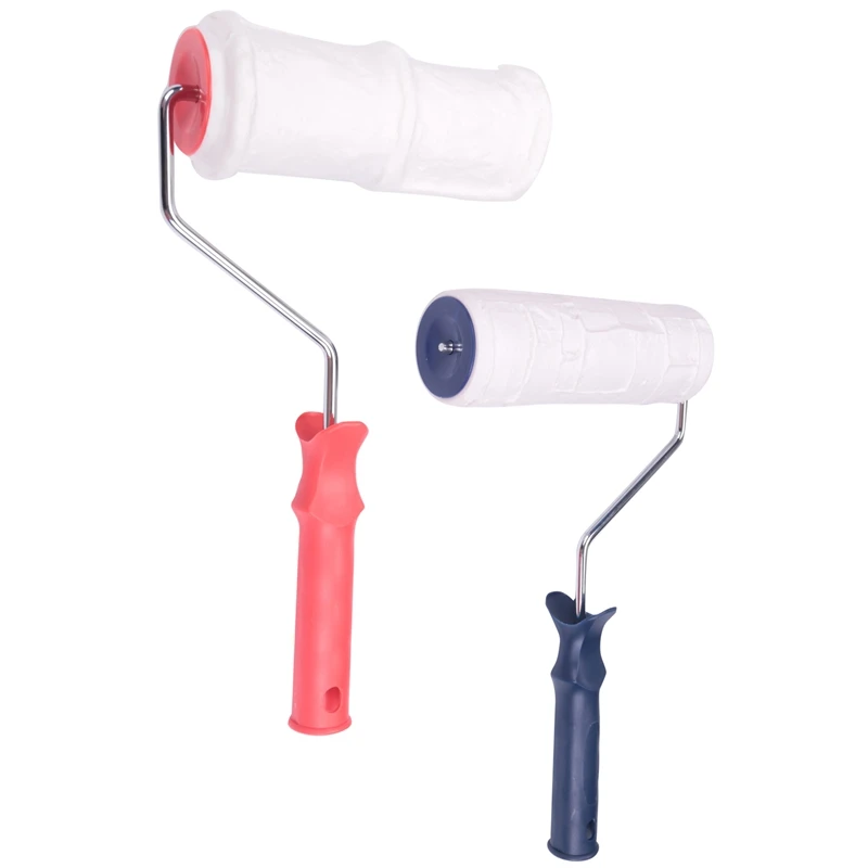 2pcs Paint Roller Brick Pattern Wall Painting Tools Rubber Stamp Texture Pottery Wheel Household