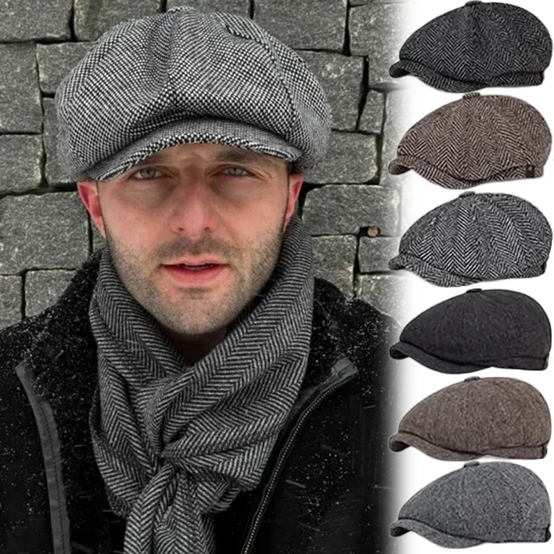 Vintage Men Casual Newsboy Hat Spring Summer Retro Beret Hat Wild Casual Unisex Octagonal Cap Fashion Hip Hop