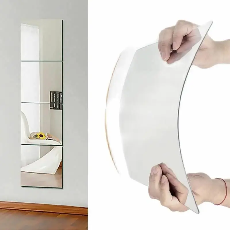 Ensemble De Miroirs En Acrylique Auto-Adhésifs De Book Ine Longueur, Autocollants Flexibles Pour Bricolage, Décoration De Salon, 4 Pièces