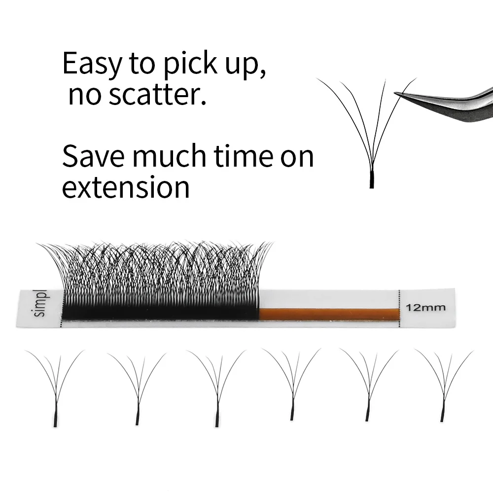 NAGARAKU 4D W-Form, handgewellte, vorgefertigte Fächer, Wimpernverlängerung, volle Wimpern, natürliches, weiches Licht, individuell, matt, dicht – Detail 3