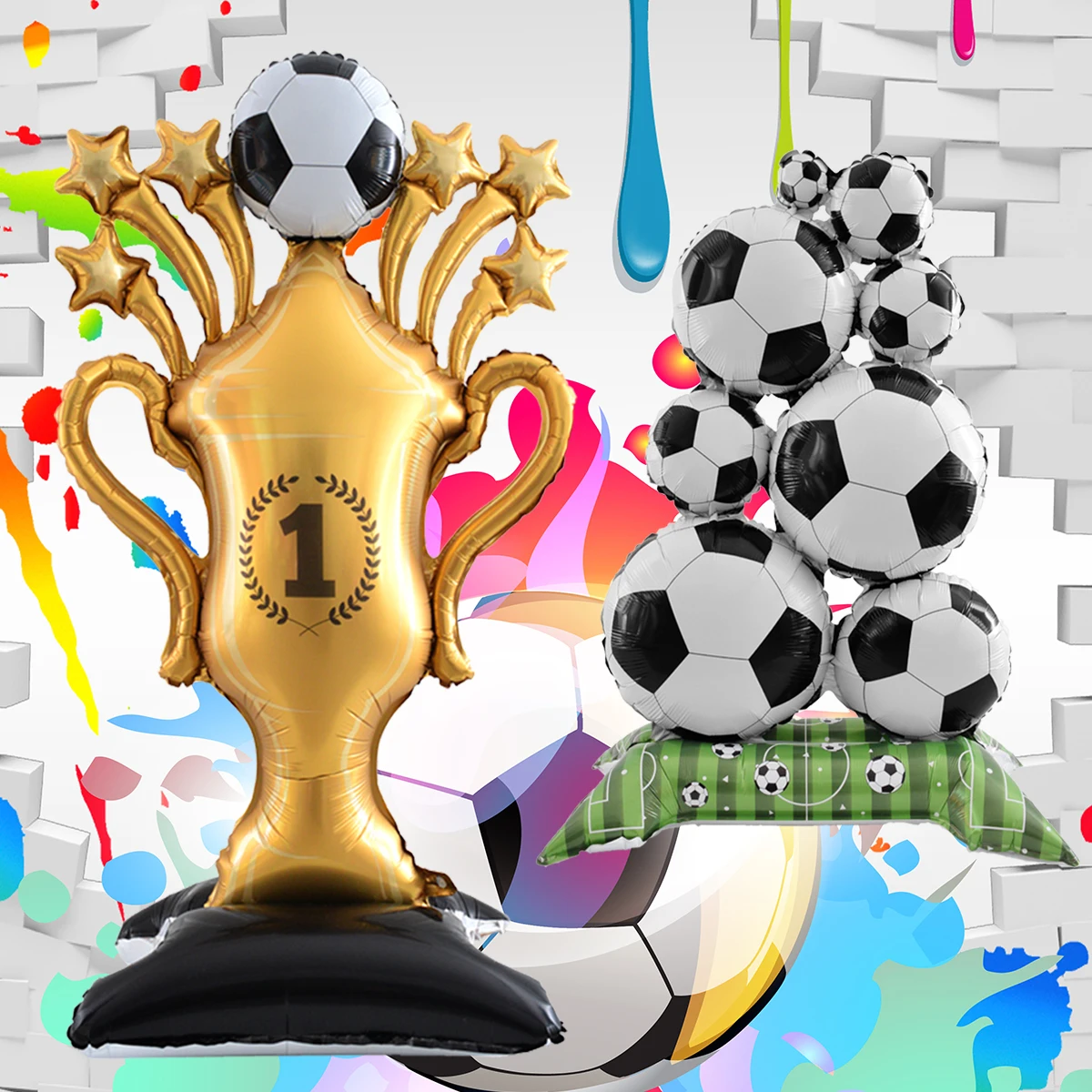59inch Stand Pedestal Football Trophy Shape Foil Balloons Soccer Cup Balloon Birthday Football Theme Party Decorations