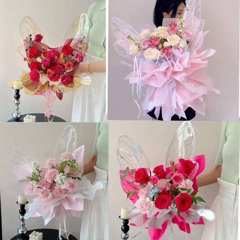 화려한 나비 포장지, 창의적인 크리스탈 나비 크라프트지, 꽃다발 선물 포장 용품