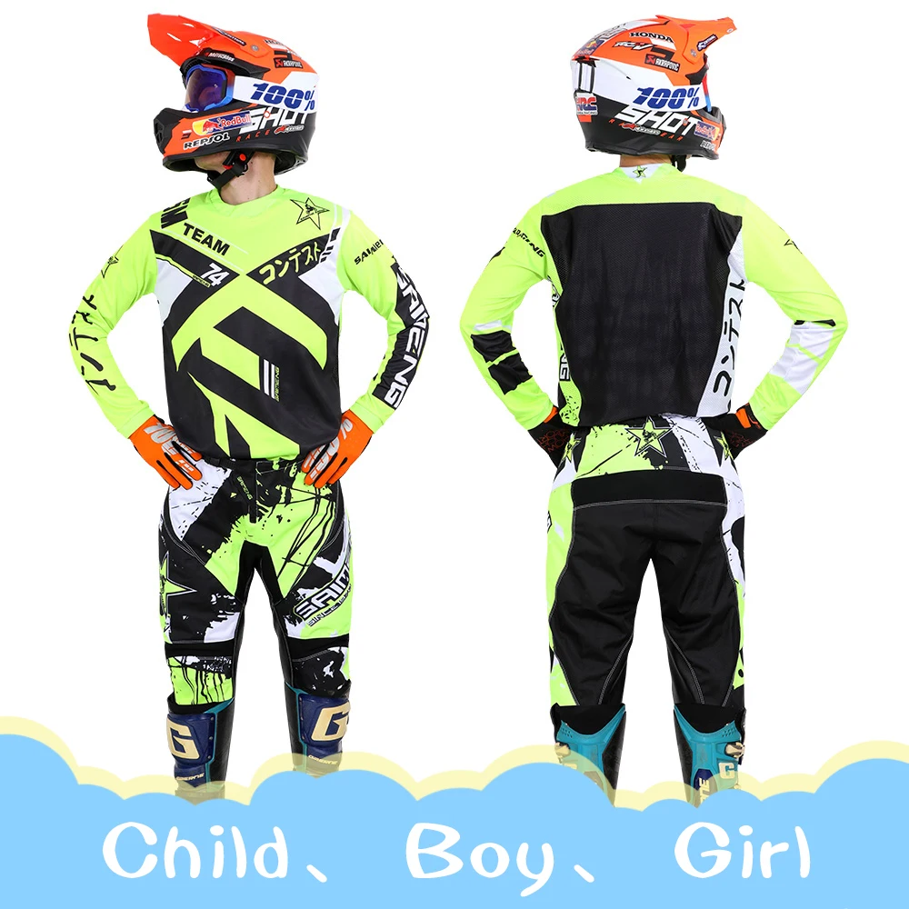 Youth Motocross Jersey Pants Combo Sports Suit Motocross Children