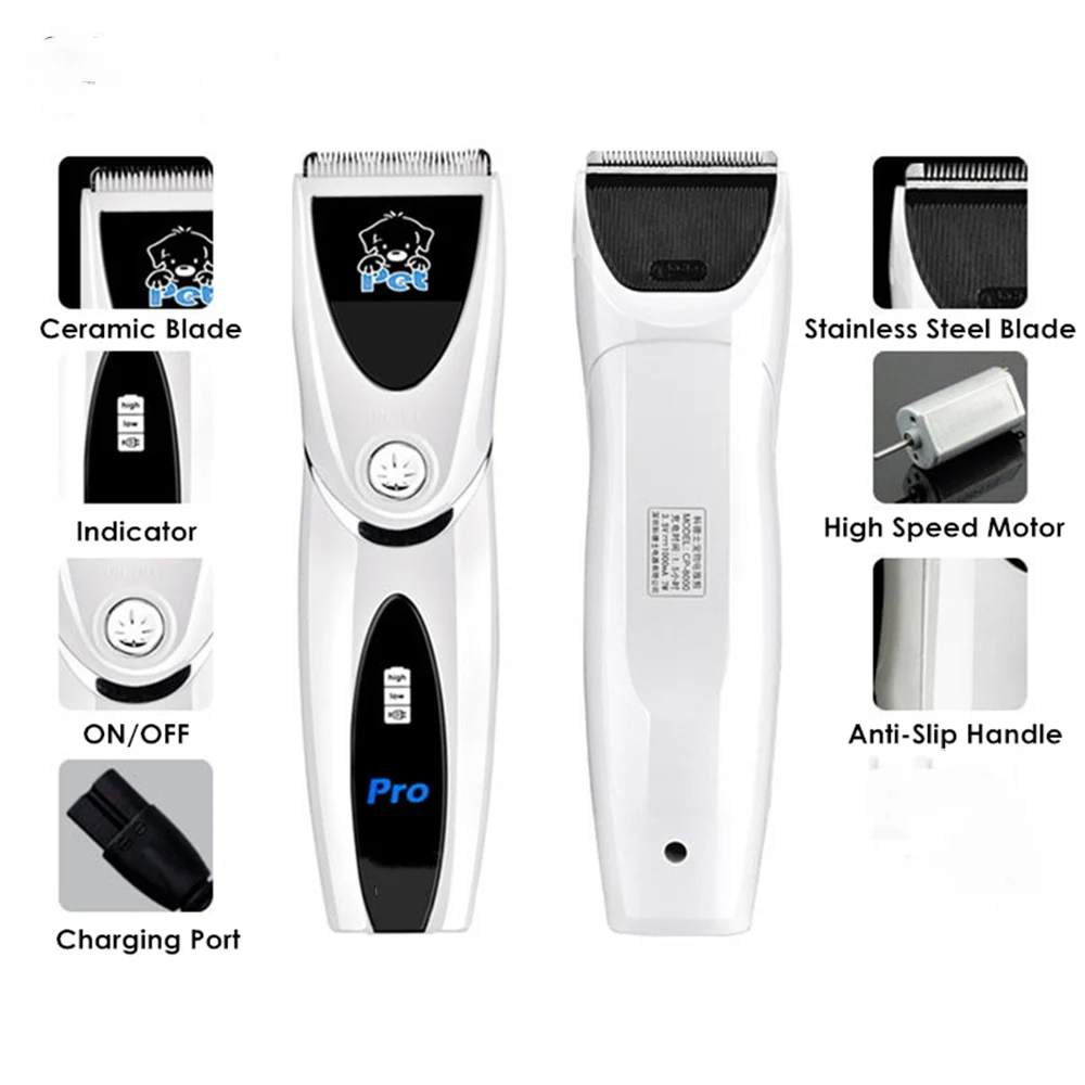 Codos CP8000 Powerful Electric Pet Hair Trimmer Silver Rechargeable Sharp Dog Hair Clipper Dog Grooming Haircut Shaver Machine