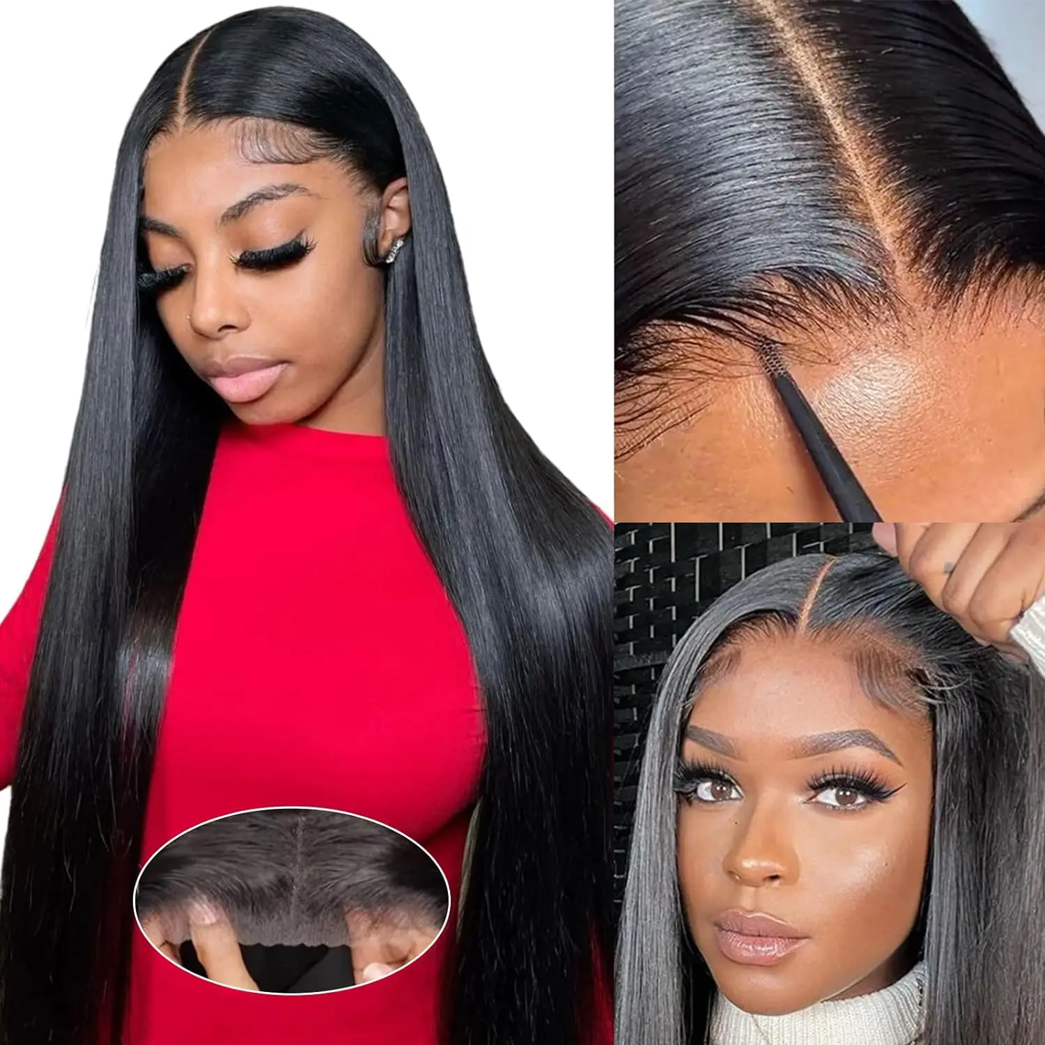 

Glueless Wig Human Hair Ready To Wear Wig Pre Cut 5x5 Hd Lace Closure Wigs For Women Bone Straight Wear And Go Wigs 180 Density