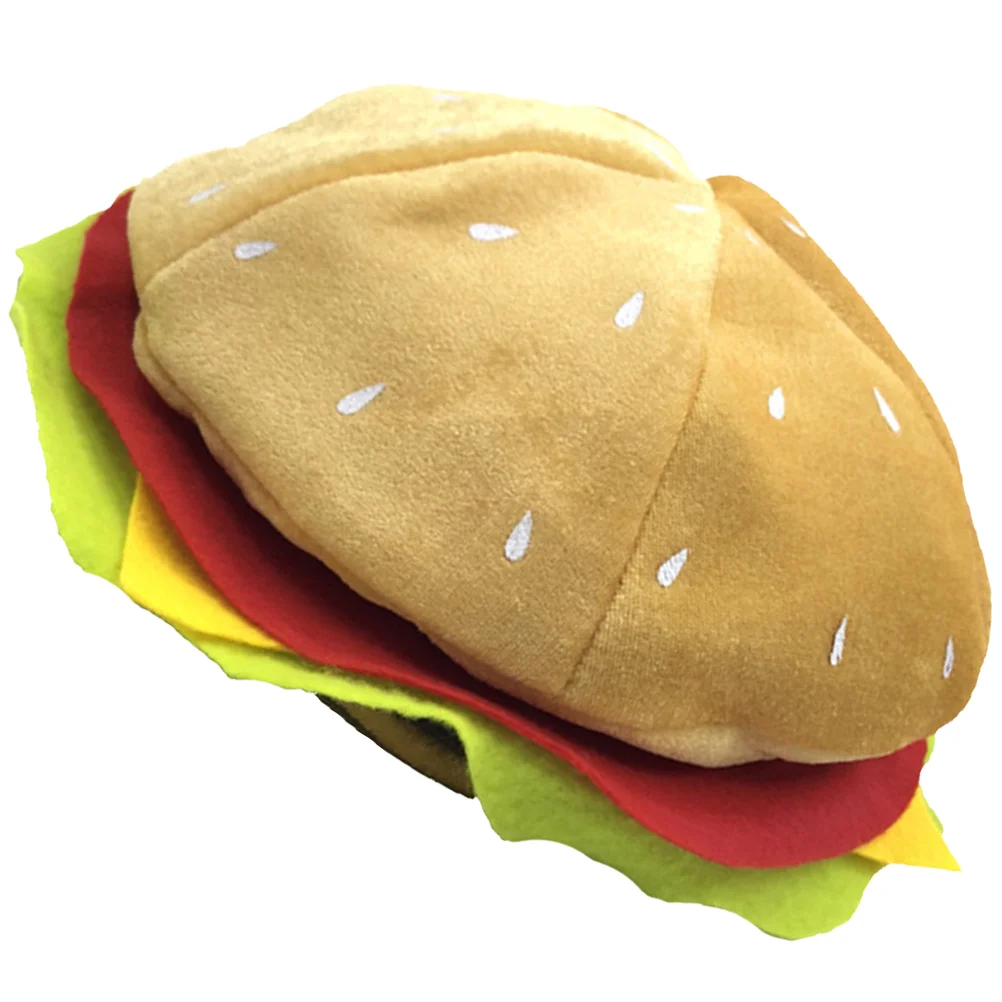 

Hamburger Hat Burgers Party Cosplay Costume Cloth Headdress Funny Prop Travel Fast Food