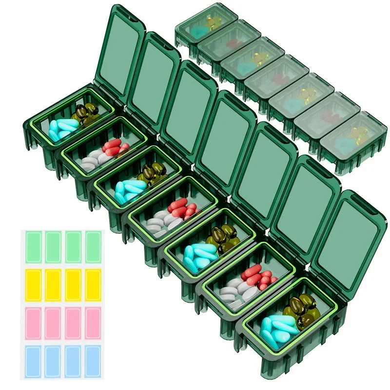 Compact Weekly Pill Organizer - 7-Day Medicine and Vitamin Travel Container