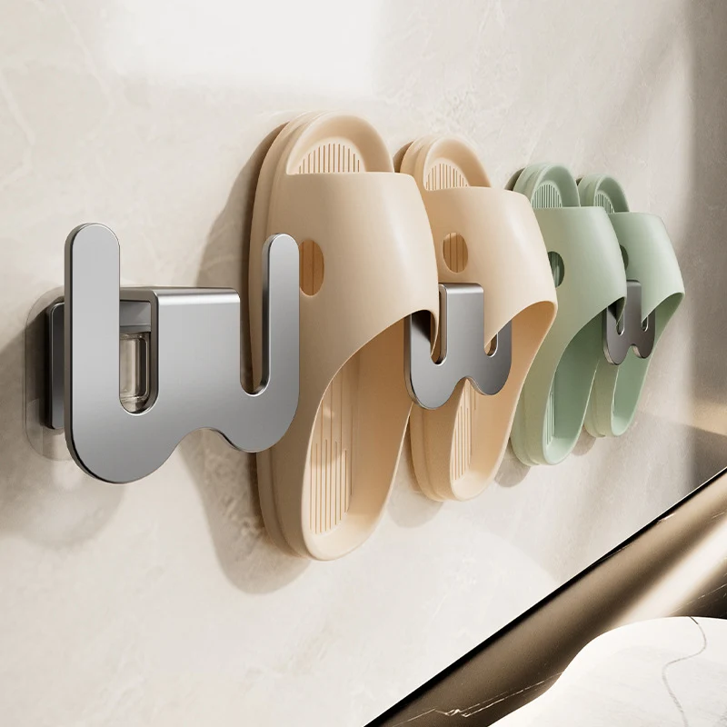 No Punching Bedroom Storage Shoe Drying Slippers Rack Bathroom Rack Slipper Hook Toilet Drainage Wall Mounted