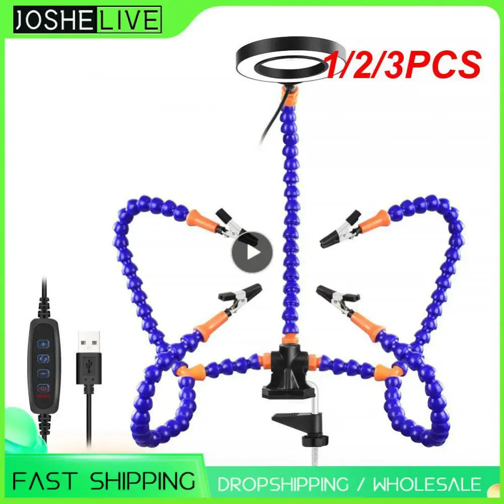 

1/2/3PCS Flexible Holder Alligator Arms Clip Clamp Soldering Helping Third Hand PCB Adjustable Welding Desk With 3X Magnifier