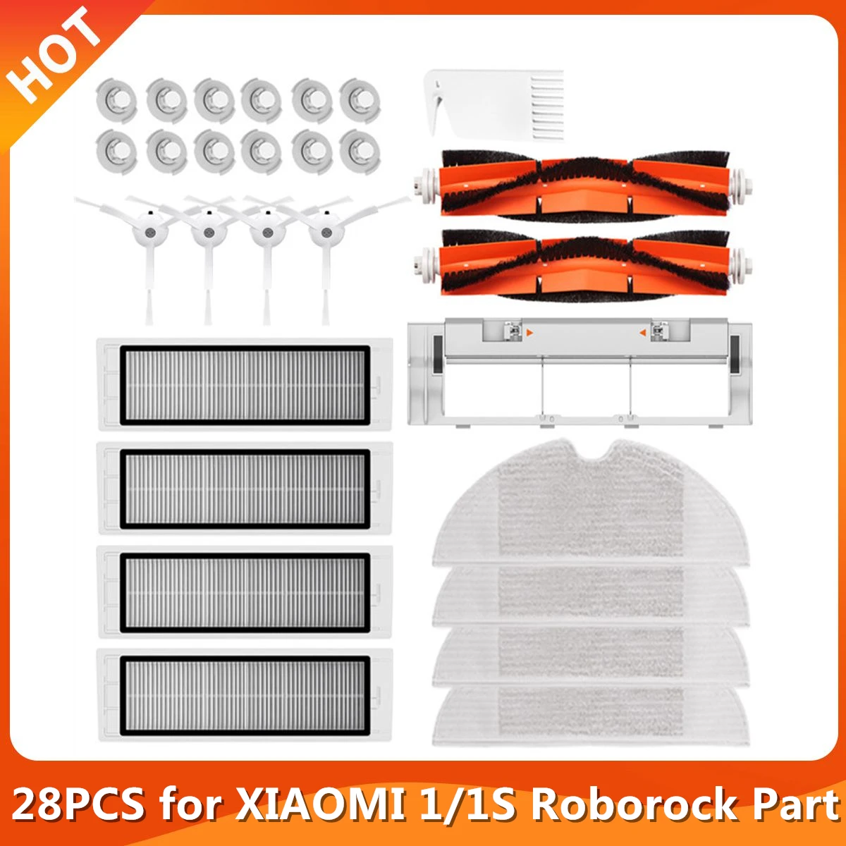 28Pcs Hepa Filter Main Side Brush Mop Cloth For Xiaomi 1S Mi Robot Vacuum Cleaner Roborock S50 S5 Mijia Vacuum Cleaner Accessory