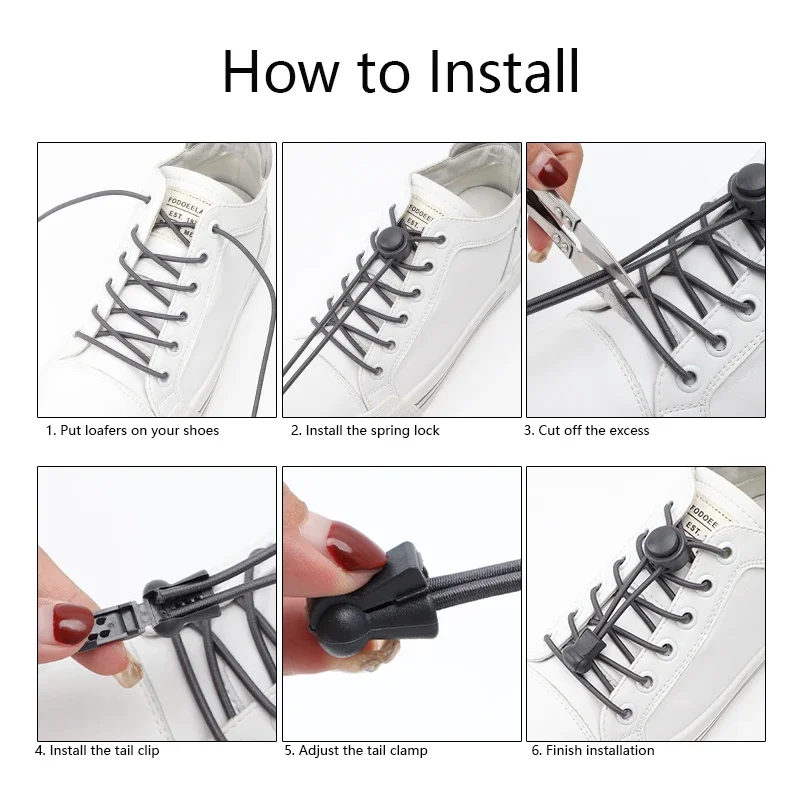 shoelaces without ties shoe laces elastic shoelaces elastic shoe laces No Tie Shoe Laces For Sneakers Elastic Shoelaces Without Tying Round Rubber Bands Lazy Shoes Lace 1 Pair