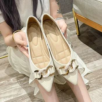 New 2025 Spring Summer Shoes Women Flats Pointed toe Soft Elegant Ladies Boat Shoes Brand Ballet Flats Big Size 42 YX46680