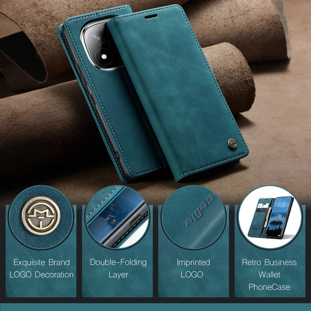 Magnetic Flip Leather Wallet Case with Kickstand and Card Holder