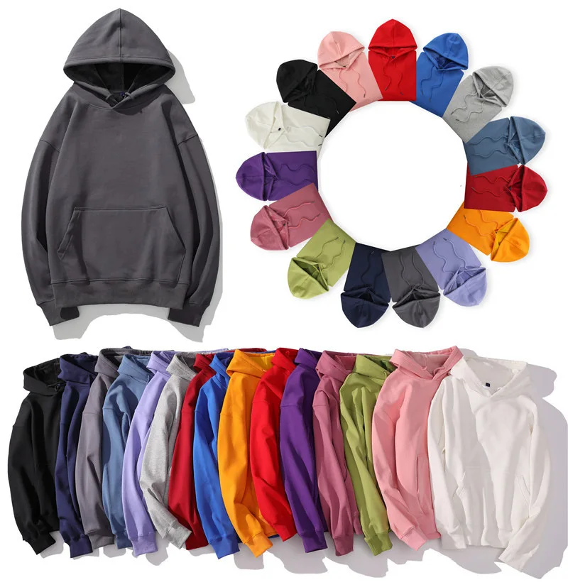 

New Loose Shoulder Solid Color Plush Sweater Customized Men's Hooded Large Silver Fox Fleece