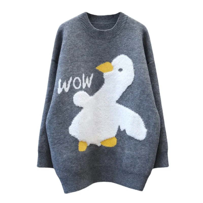 

Streetwear Autumn Winter Sweater Men Women Goose Pattern Knitted Oversized Jumper Harajuku Casual Pullover Sweater C-217