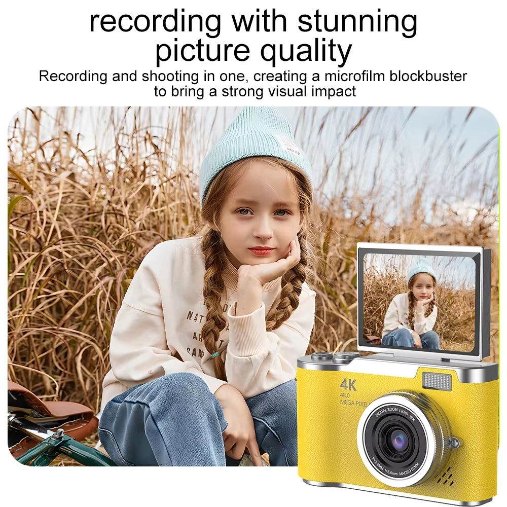 48MP Student Digital Camera With 8X Zoom 180° Flip Screen Portable Photography Camera For Selfies And Travel_voghion.com