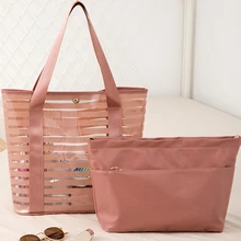 

2PCS/SET PVC Swimming Bag Gym Tote Transparent Handbags Clear Beach Pool Swim Storage Bags For Women Waterproof Bag