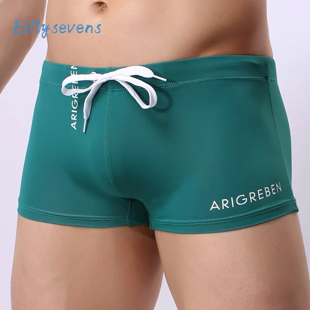 

Swimsuit Boxer Briefs Men Swim Shorts Drawstring Elasticity Swimwear Beach Short Fashion Hot Spring Trunks Smooth Comfortable