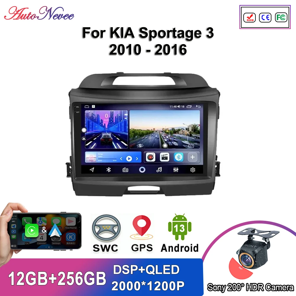 

Мультимедийный проигрыватель на Android 13 для KIA Sportage 3 2010-2016, автомобильный проигрыватель с GPS, стерео-навигацией, автомобильный радиоэкран, № 2DIN, головное устройство, фонарь с Wi-Fi
