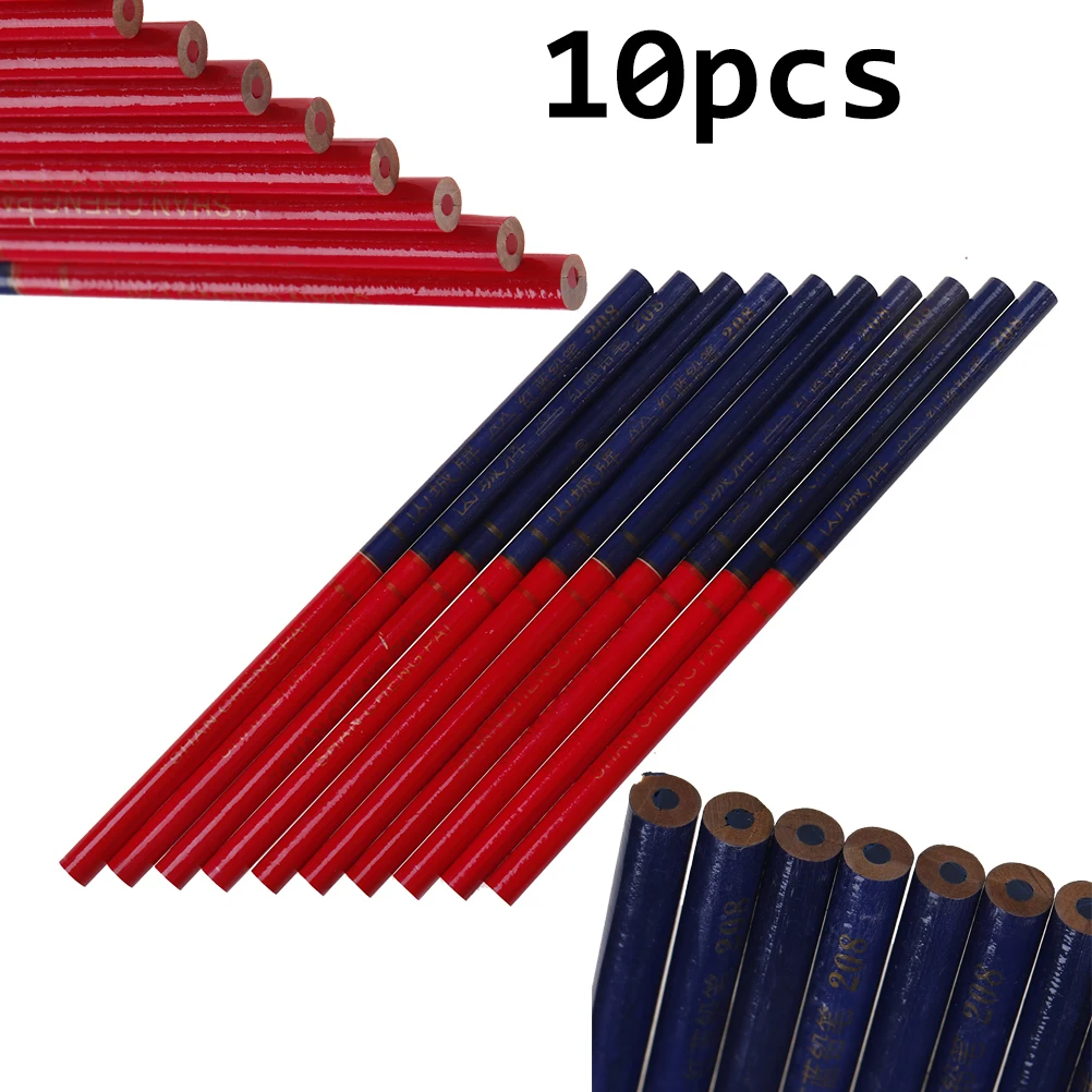 

10 шт. двухцветные карандаши, синие и красные свинцовые Плотницкие специальные карандаши, набор карандашей для рисования, офисные канцелярские принадлежности
